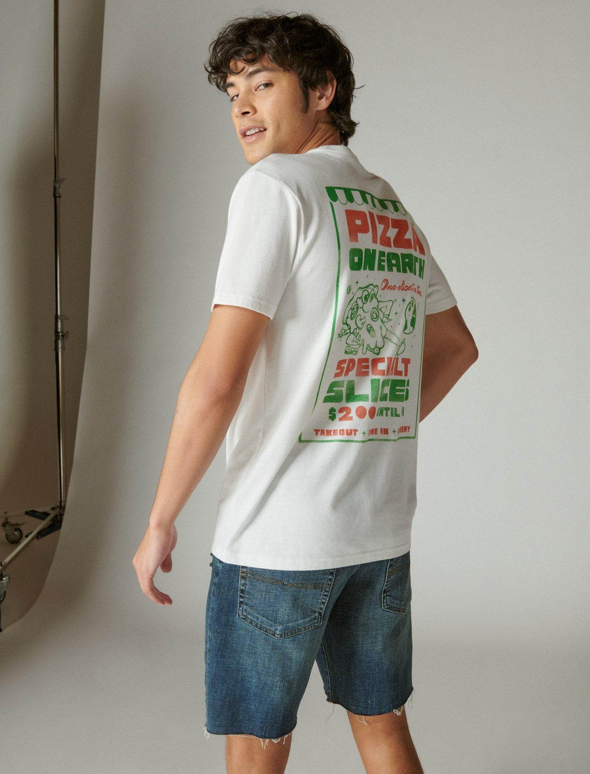 Lucky Brand Pizza On Earth Tee Marshmallow