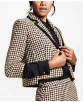 Brooks Brothers Women's Checked Tweed Cropped Jacket Brown/Black