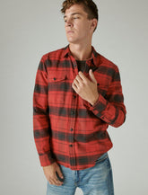 Lucky Brand Plaid Utility Cloud Flannel Red Plaid