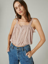 Lucky Brand Pleated Bubble Tank Burnished Lilac