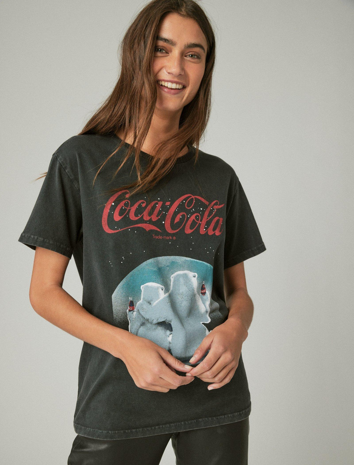 Lucky Brand Polar Bear Coca Cola Boyfriend Tee Anthracite