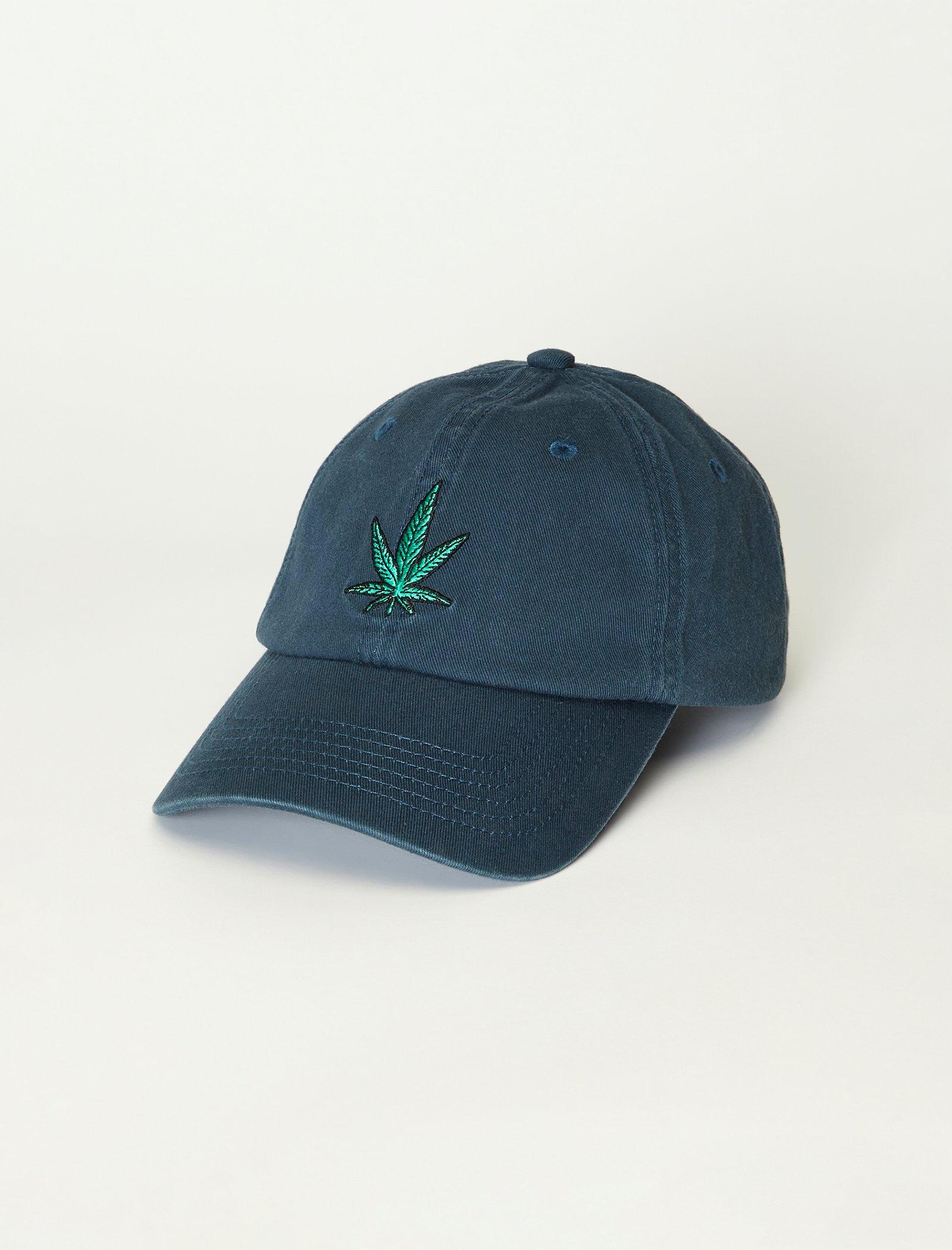 Lucky Brand Pot Leaf Baseball Hat Dark Denim