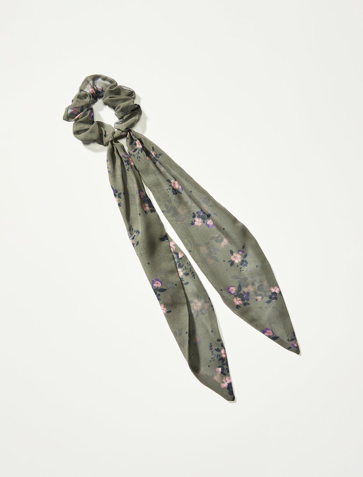 Lucky Brand Printed Scarf Scrunchie Dark Green