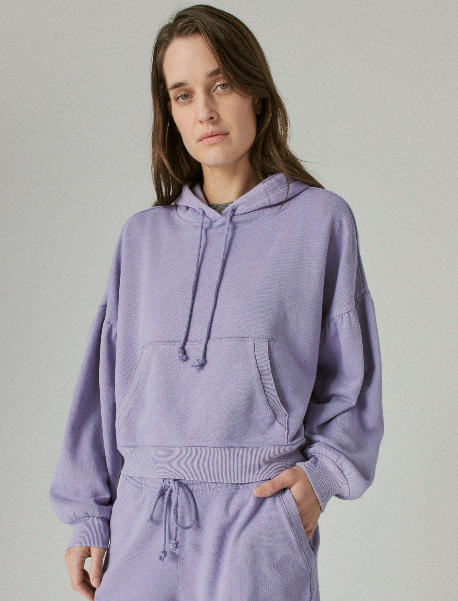 Lucky Brand Puff Sleeve Terry Hoodie Persian Violet