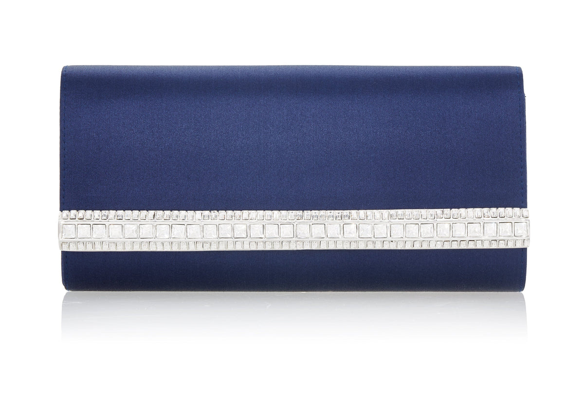 Judith Leiber Couture Perry Satin Clutch Navy