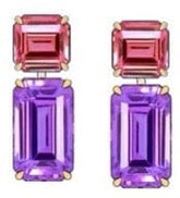 Judith Leiber Couture Rectangle Two Tone Purple Drop Earrings