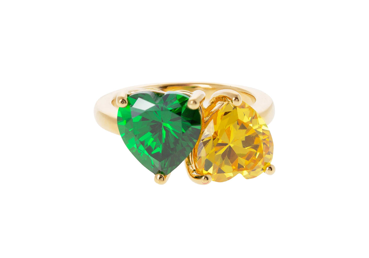 Judith Leiber Couture Judith Leiber Jewelry Three Stone Ring Yellow Green 6