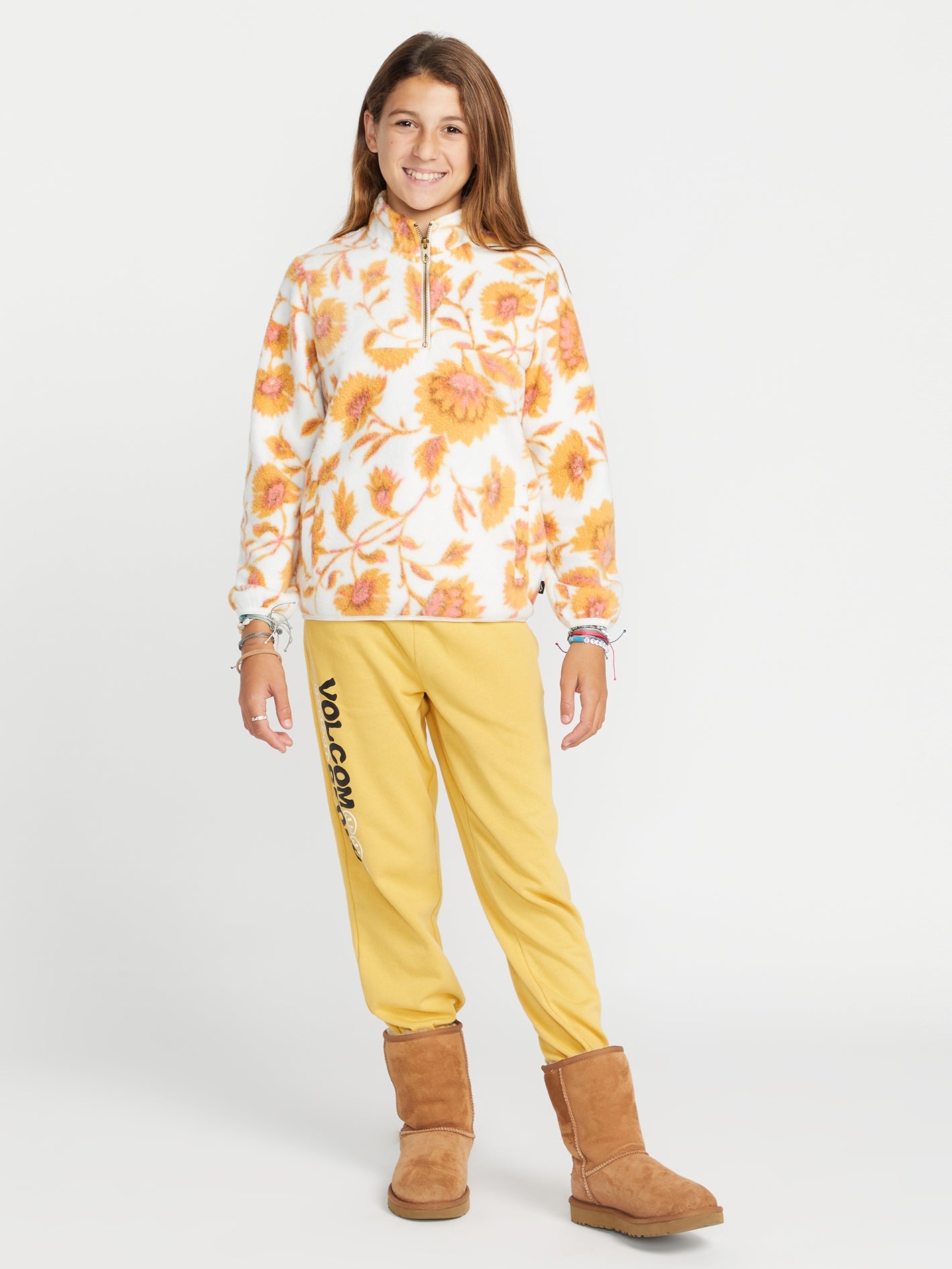 Volcom Girls Pheelin It Mock Neck Sweatshirt Dijon