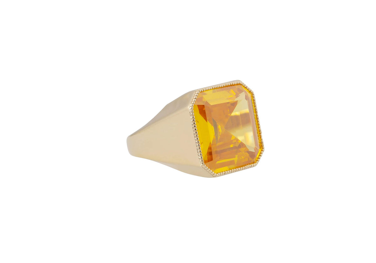 Judith Leiber Couture Large Gem Signet Ring  Yellow Yellow