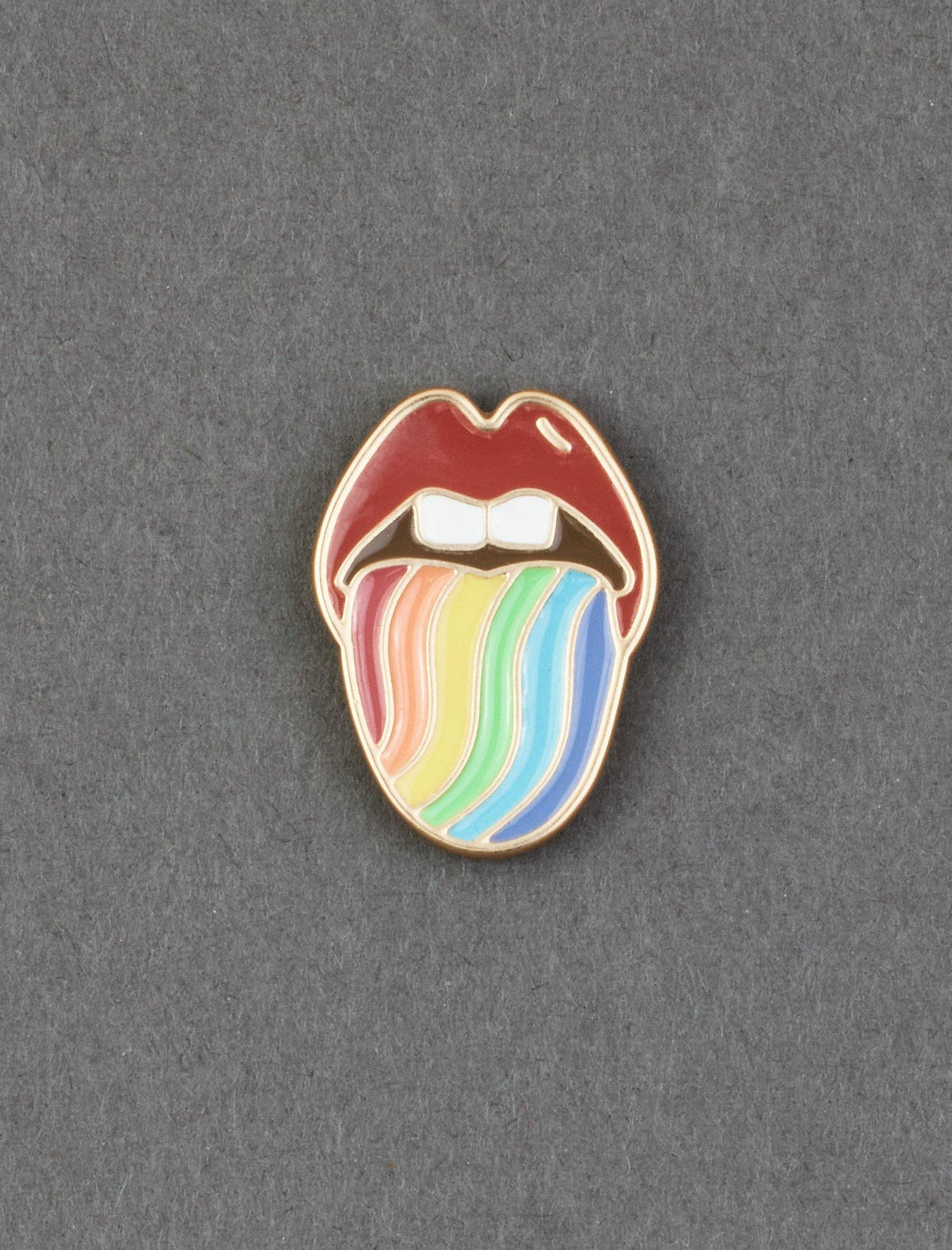 Lucky Brand Rainbow Lips Enamel Pin Gold