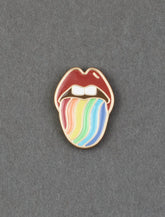 Lucky Brand Rainbow Lips Enamel Pin Gold