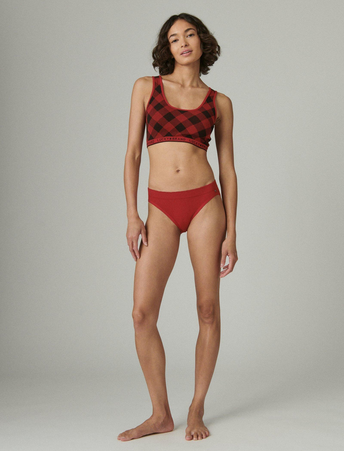 Lucky Brand Ribbed Bikini 3 Pk Chili