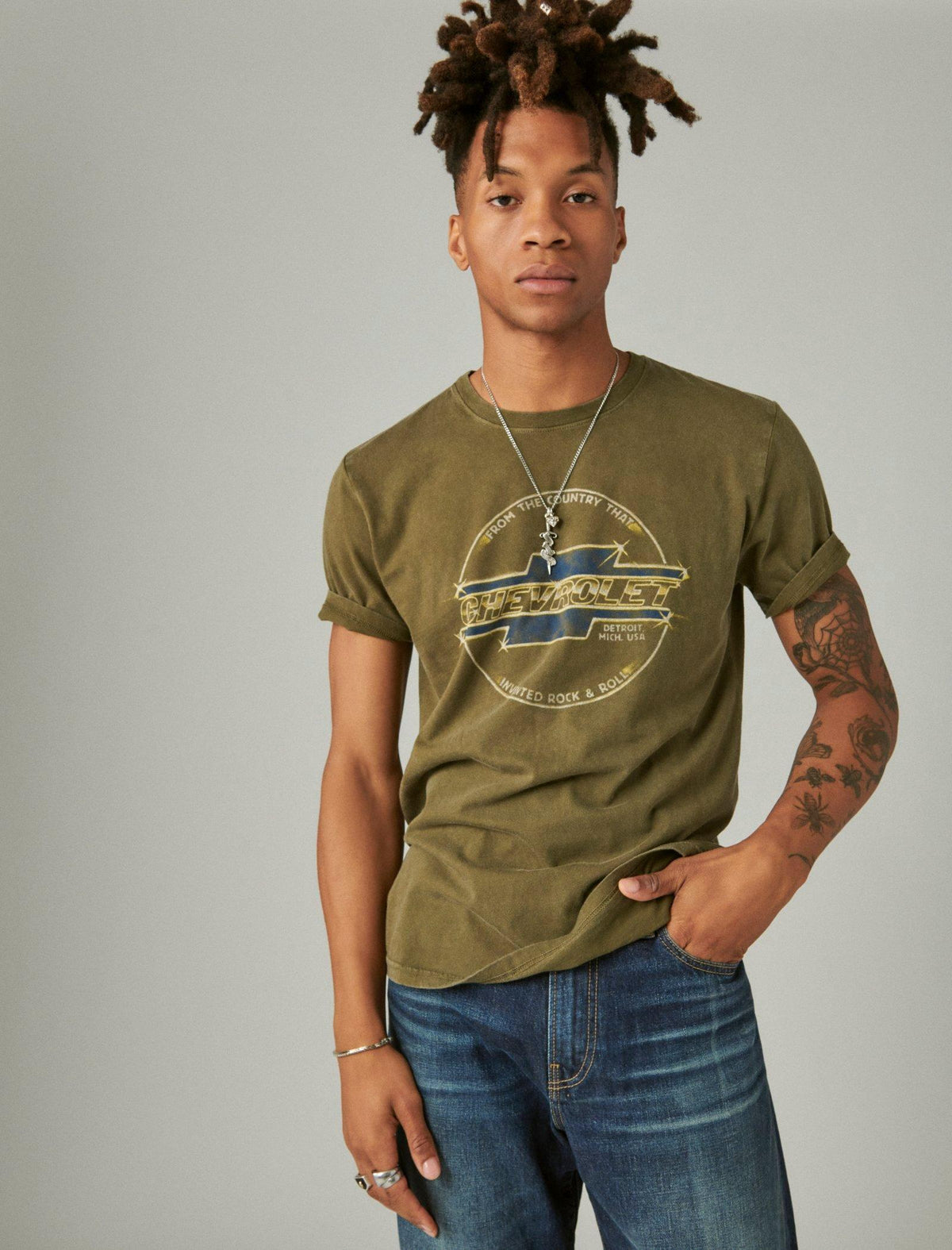 Lucky Brand Rock & Roll Chevy Graphic Tee Beech