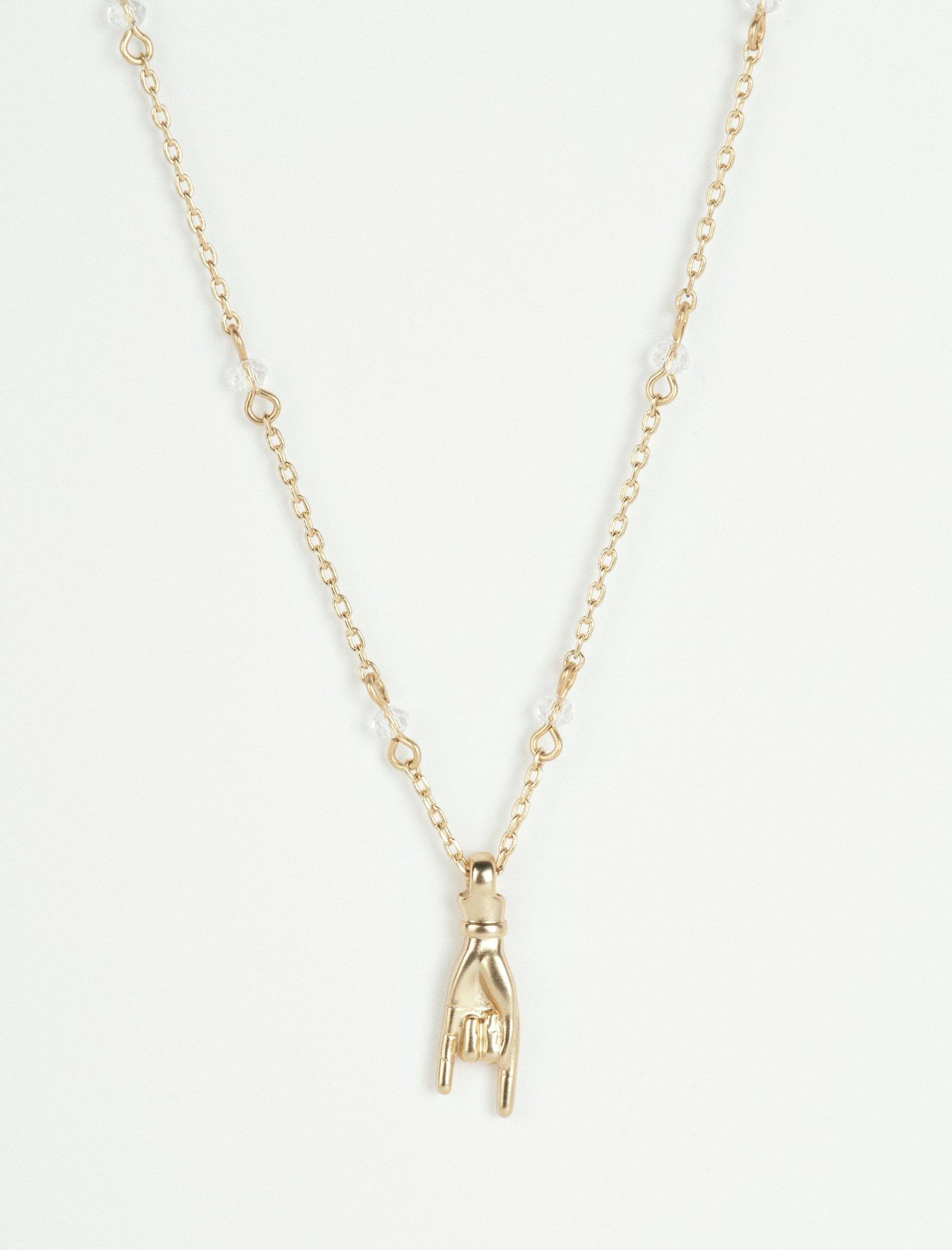 Lucky Brand Rock On Hand Pendant Necklace Gold