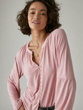 Lucky Brand Sandwash Button Thru Top Foxglove