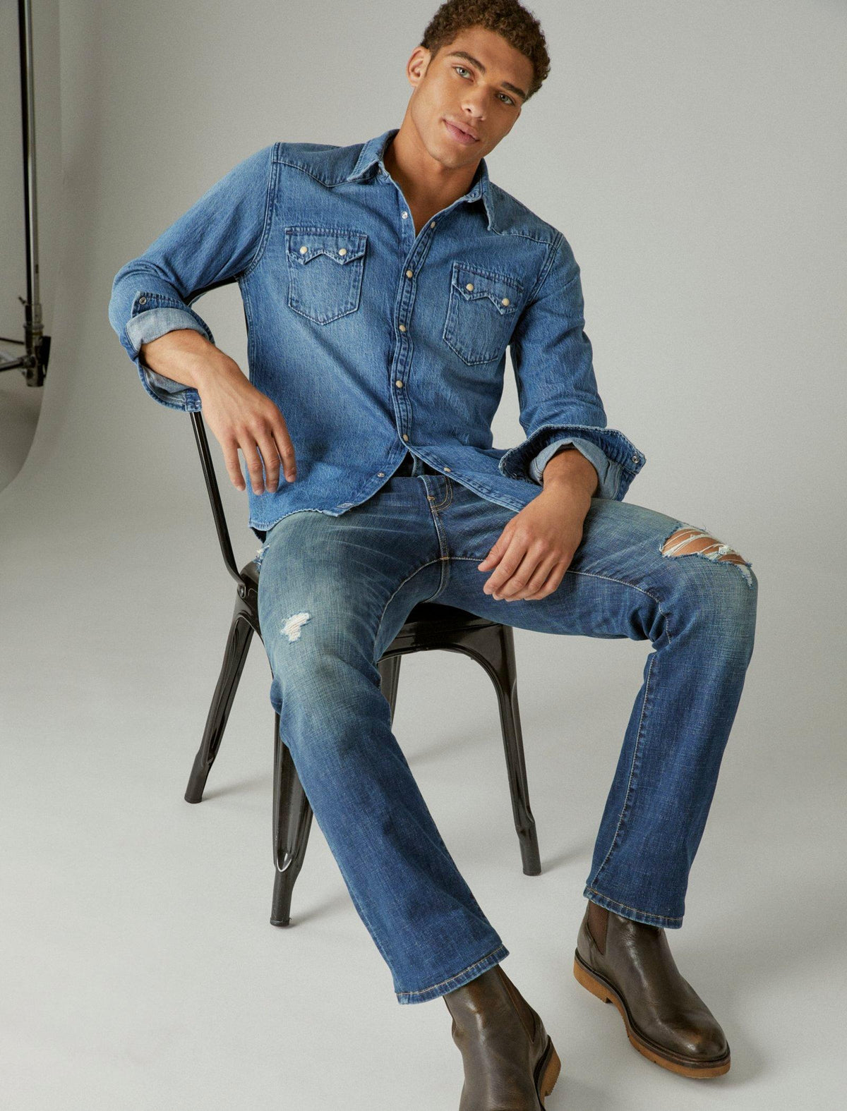 Lucky Brand Sawtooth Denim Western Shirt Haywood