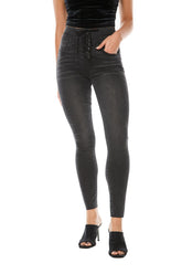 Juicy Couture Melrose High Rise Lace Up Skinny Jeans Black Wash