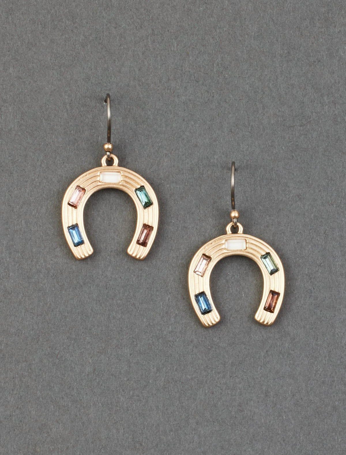 Lucky Brand Set Stone Horseshoe Drop Earring Gold