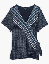 Lucky Brand Side Tie Wrap Top Red Multi