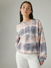 Lucky Brand Slouchy Fleece Sweatshirt Soft Tie Dye