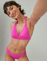 Lucky Brand Solid Triangle Bikini Top Dark Pink