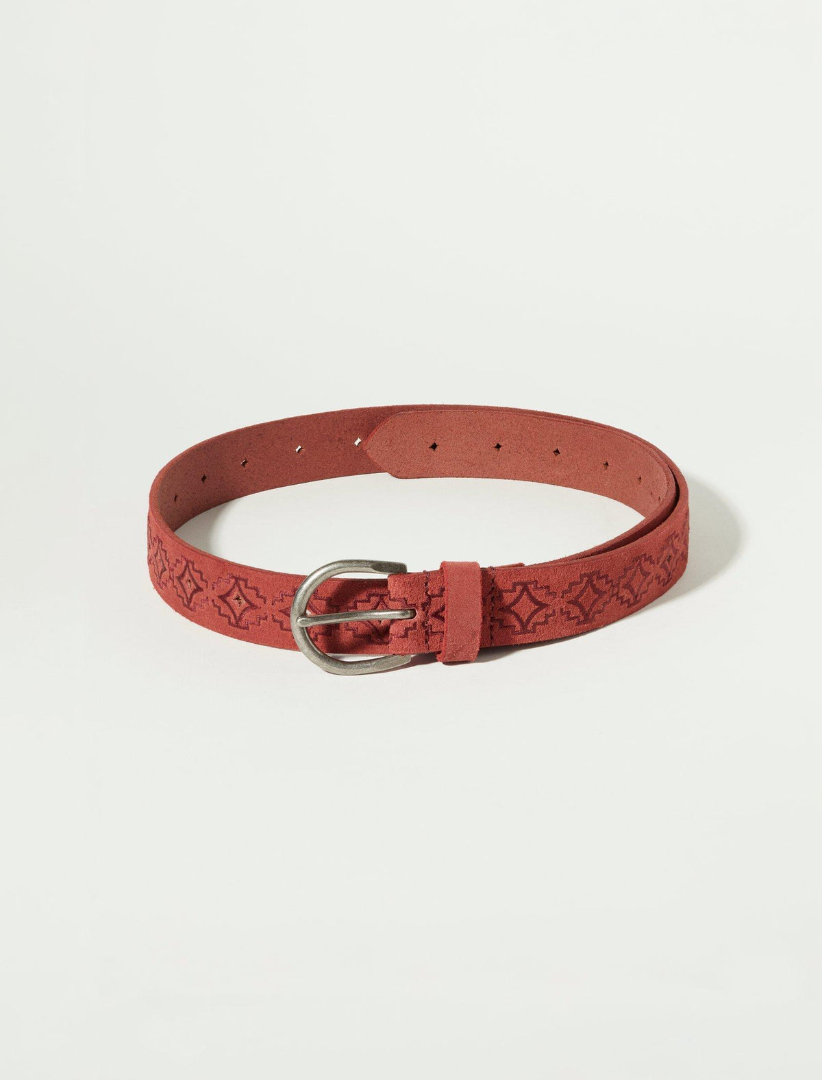 Lucky Brand Southwestern Embroidered Belt Maroon