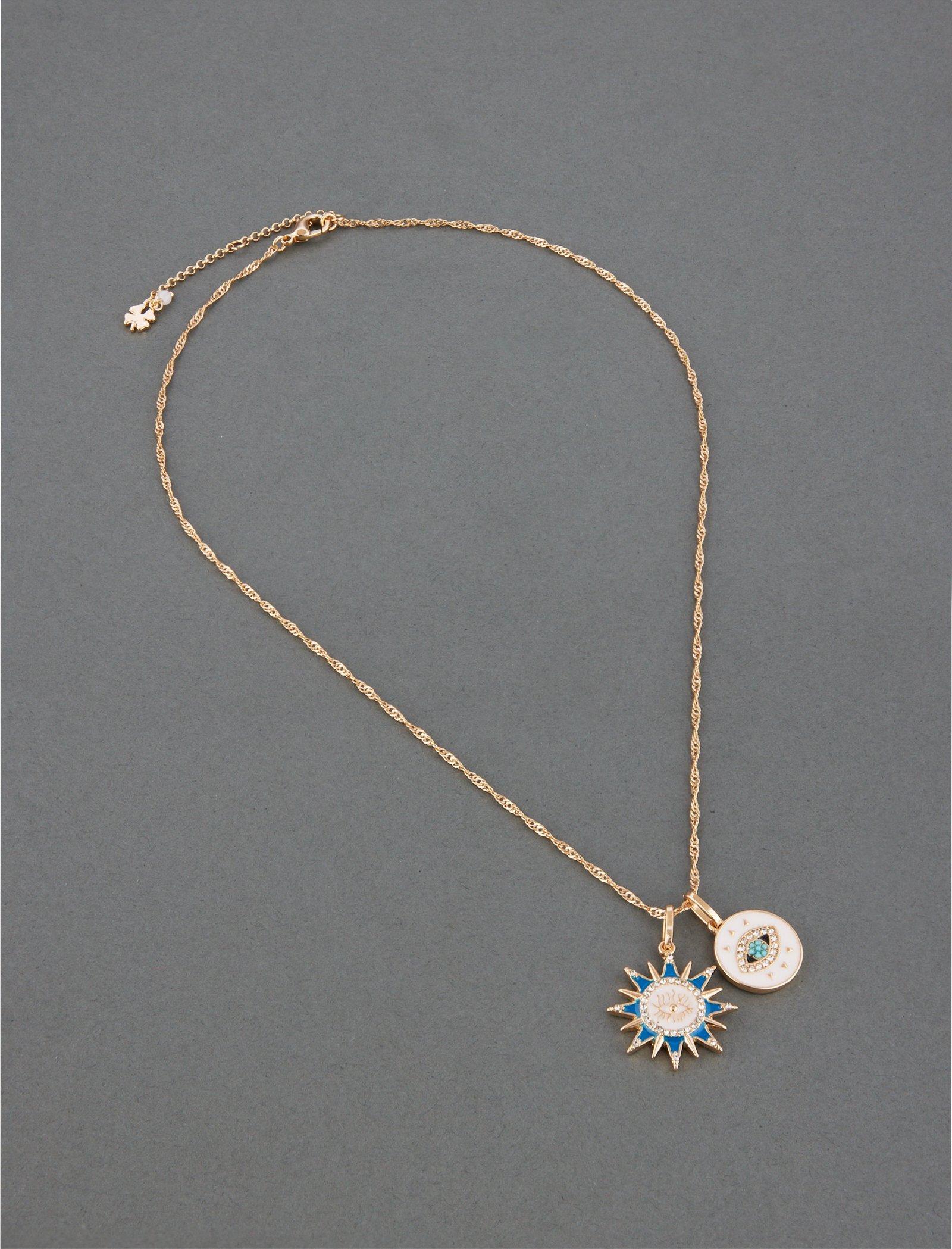 Lucky Brand Sparkle Evil Eye Necklace Gold