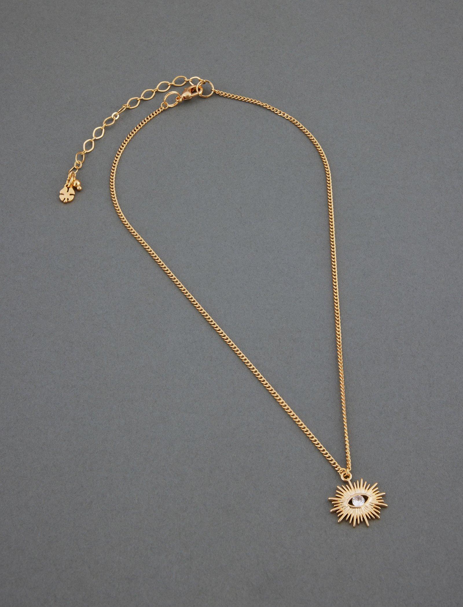 Lucky Brand Sparkle Evil Eye Pendant Necklace Gold