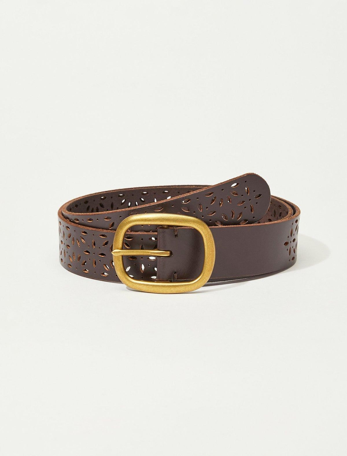 Lucky Brand Square Buckle Cut Out Belt Medium Brown