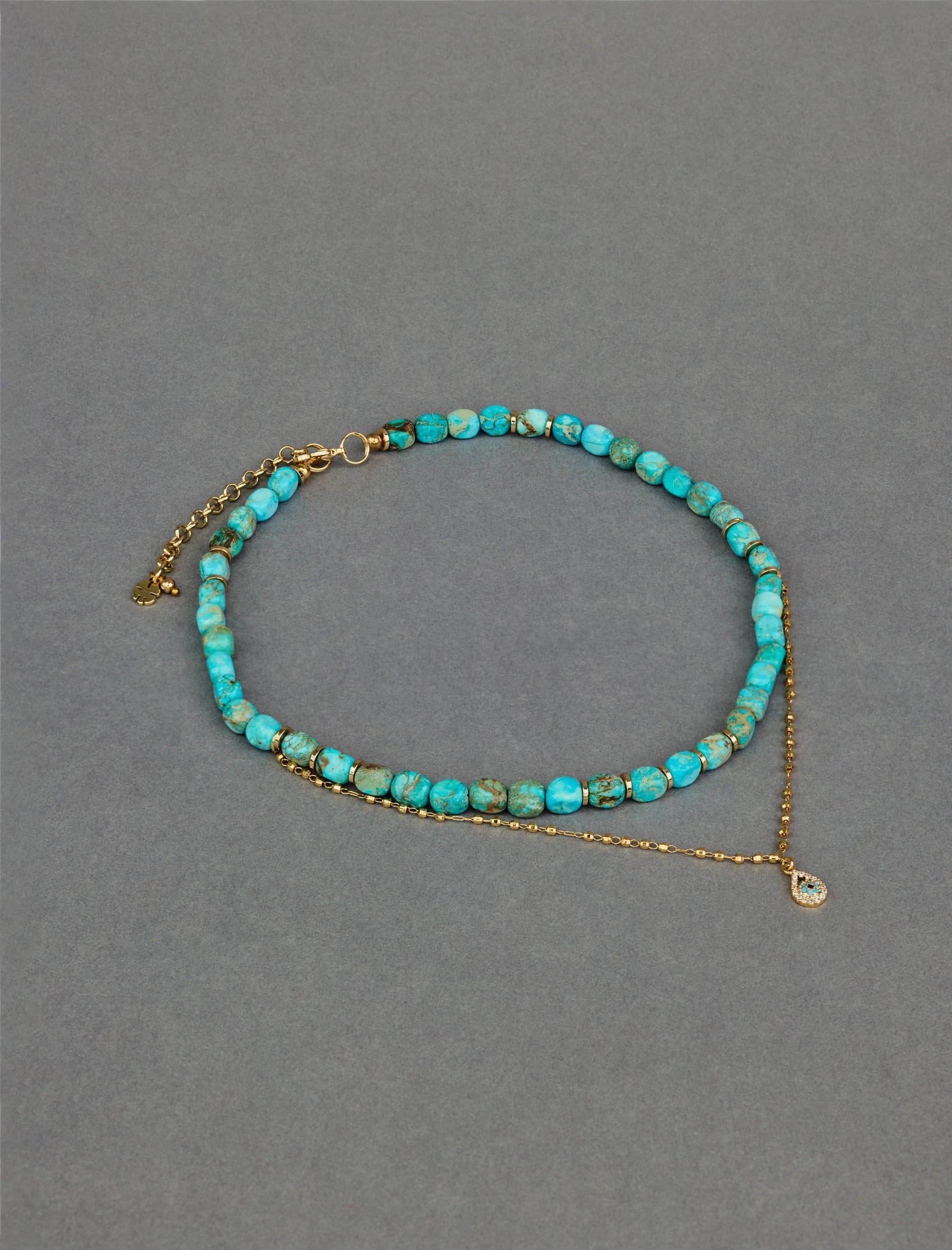 Lucky Brand Statement Turquoise Collar Necklace Gold