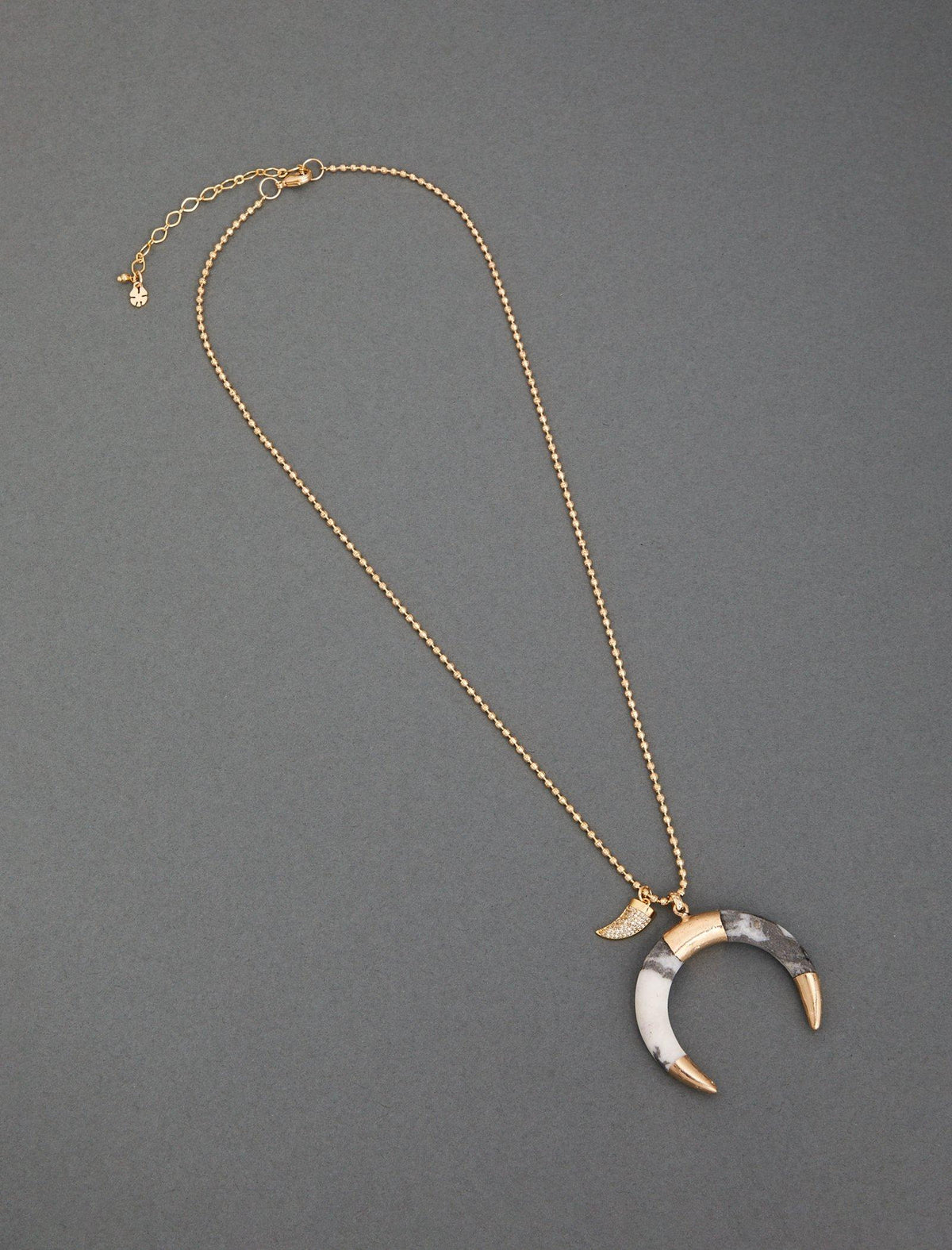 Lucky Brand Stone Horn Pendant Gold