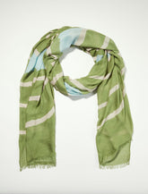 Lucky Brand Stripe Tie Dye Scarf Dark Green