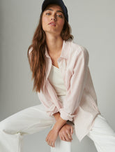 Lucky Brand Striped Boyfriend Button Down Pink Stripe