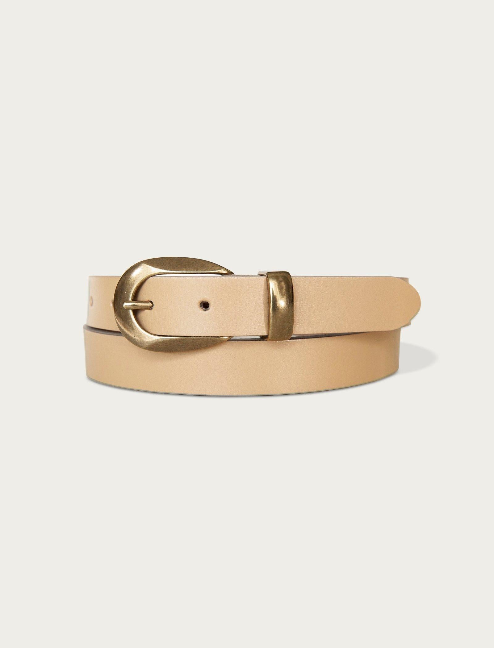 Lucky Brand Sculpted Buckle Set Leather Belt Natural