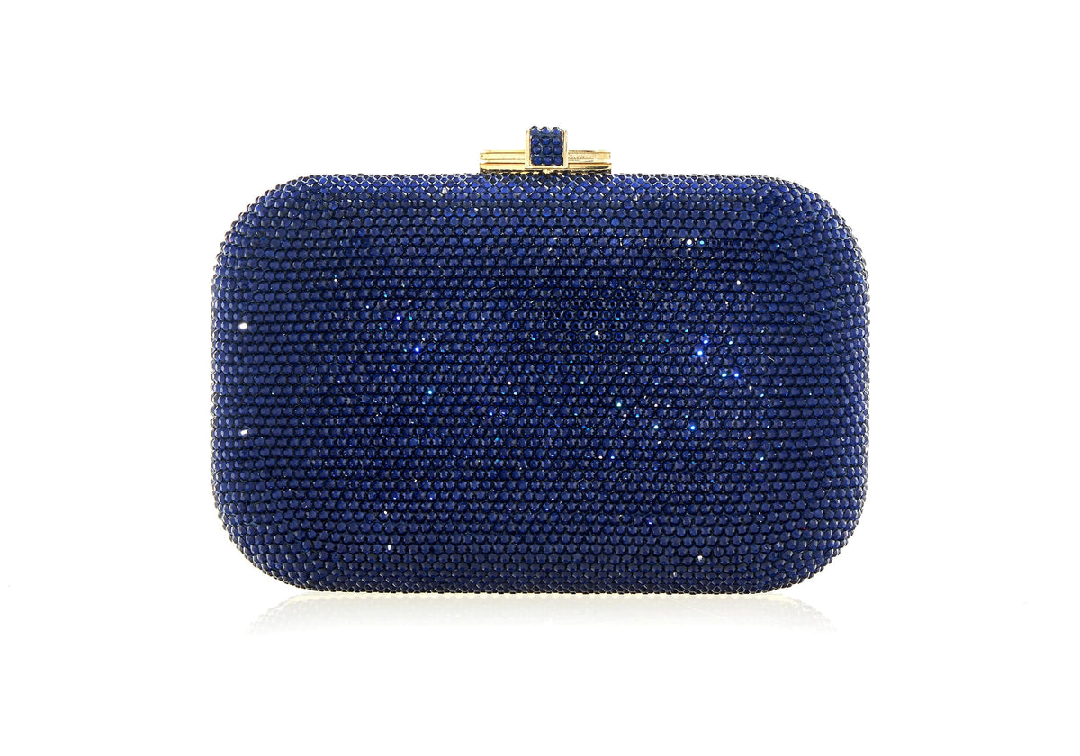 Judith Leiber Couture Judith Leiber Slide Lock Blue Clutch Silver