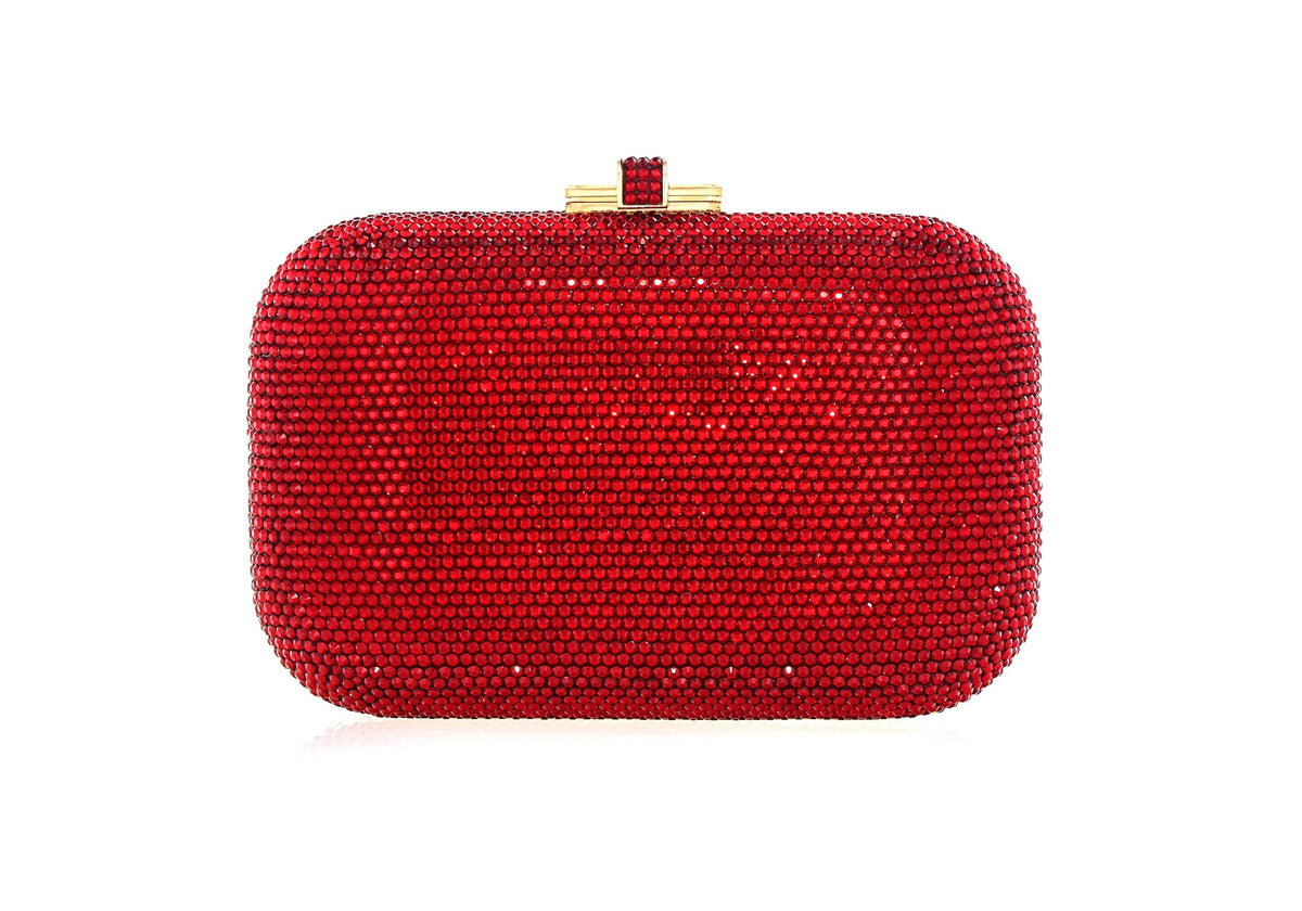 Judith Leiber Couture Judith Leiber Slide Lock Red Clutch Champagne