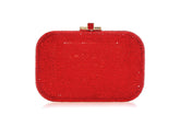 Judith Leiber Couture Judith Leiber Slide Lock Red Clutch Silver