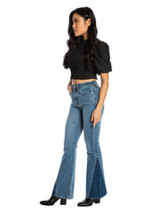 Juicy Couture Malibu Flare Jeans with Hem Detail Medium Wash