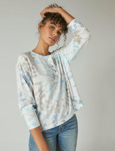 Lucky Brand The Boyfriend Henley Blue Tie Dye