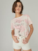 Lucky Brand Tie Dye Miles Davis Crop Top Silver Pink