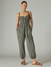 Lucky Brand Tie Front Utility Jumpsuit Raven