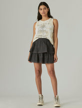 Lucky Brand Tiered Ruffle Mini Skirt Washed Black