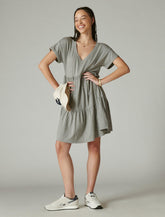 Lucky Brand Tiered T Shirt Mini Dress Heather Grey