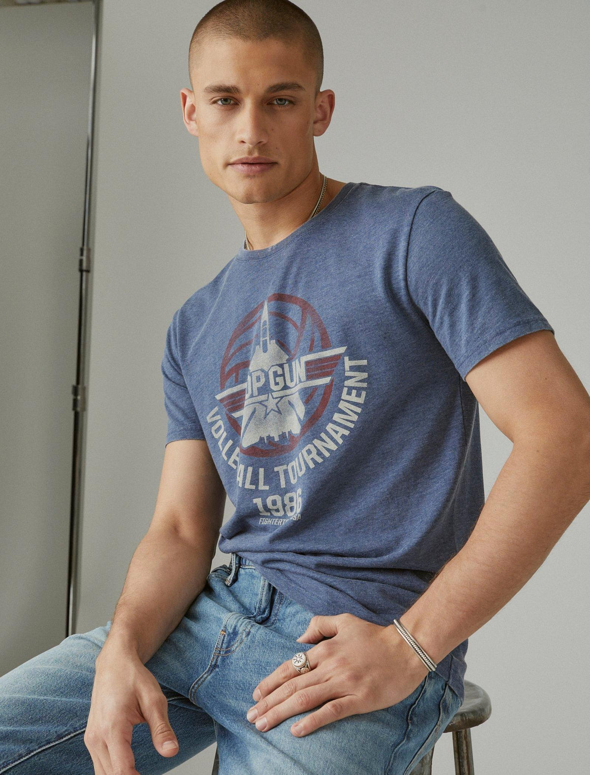 Lucky Brand Top Gun Graphic Tee Ensign Blue