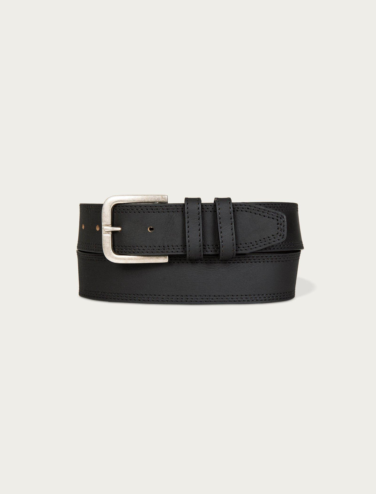 Lucky Brand Triple Needle Stitch Leather Belt Black