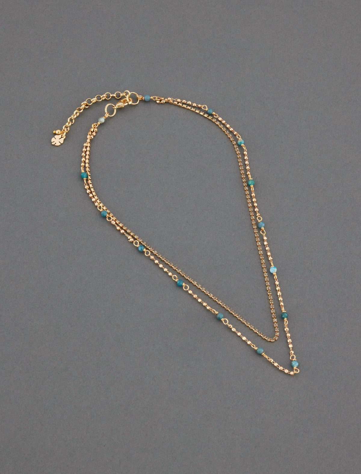 Lucky Brand Turquoise And Sparkle Layer Necklace Gold