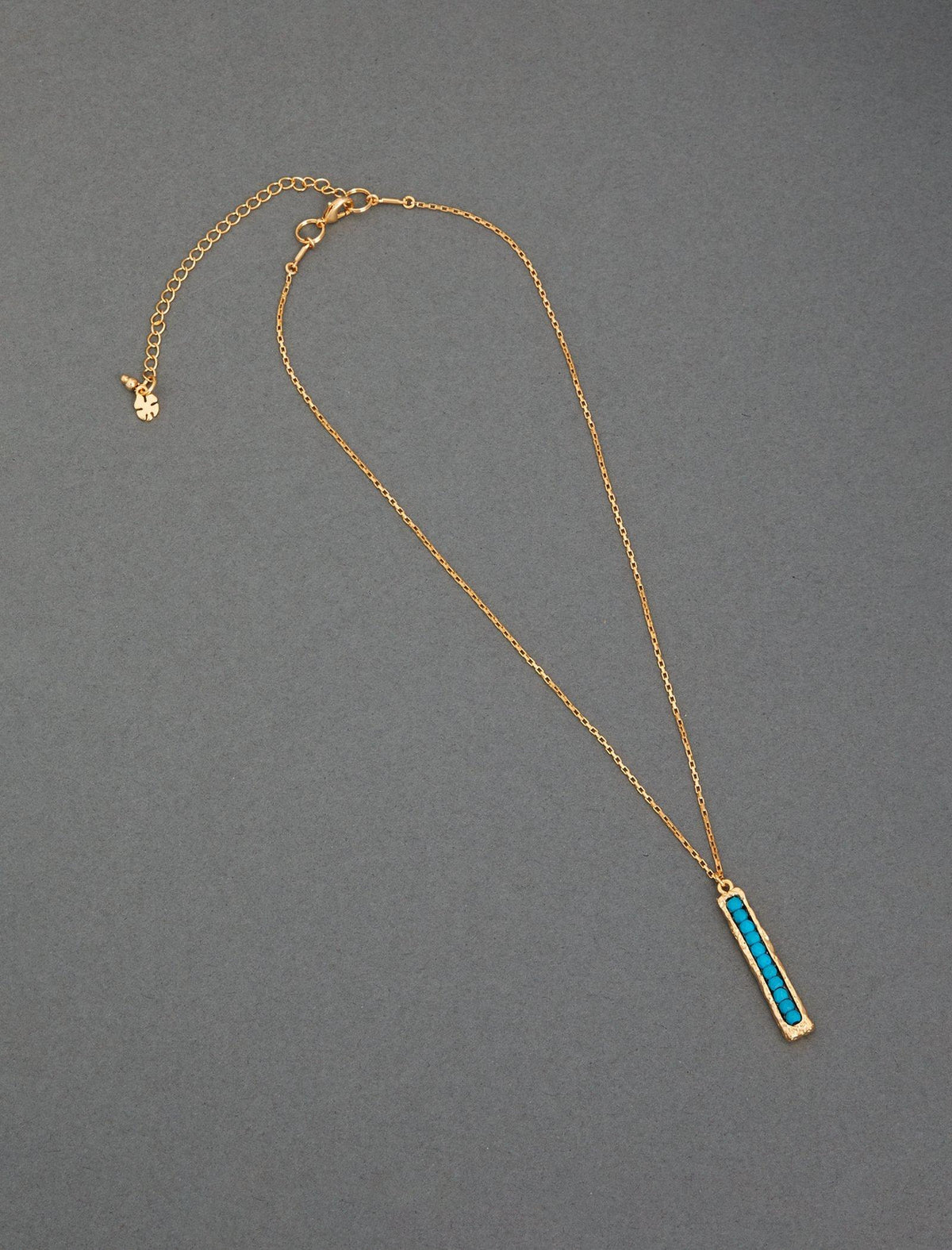 Lucky Brand Turquoise Bar Pendant Necklace Gold