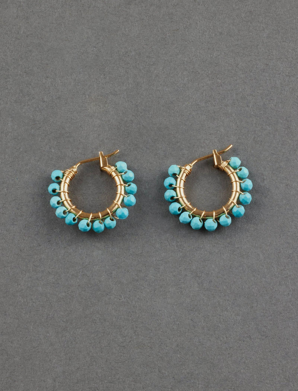 Lucky Brand Turquoise Beaded Hoop Earring Gold