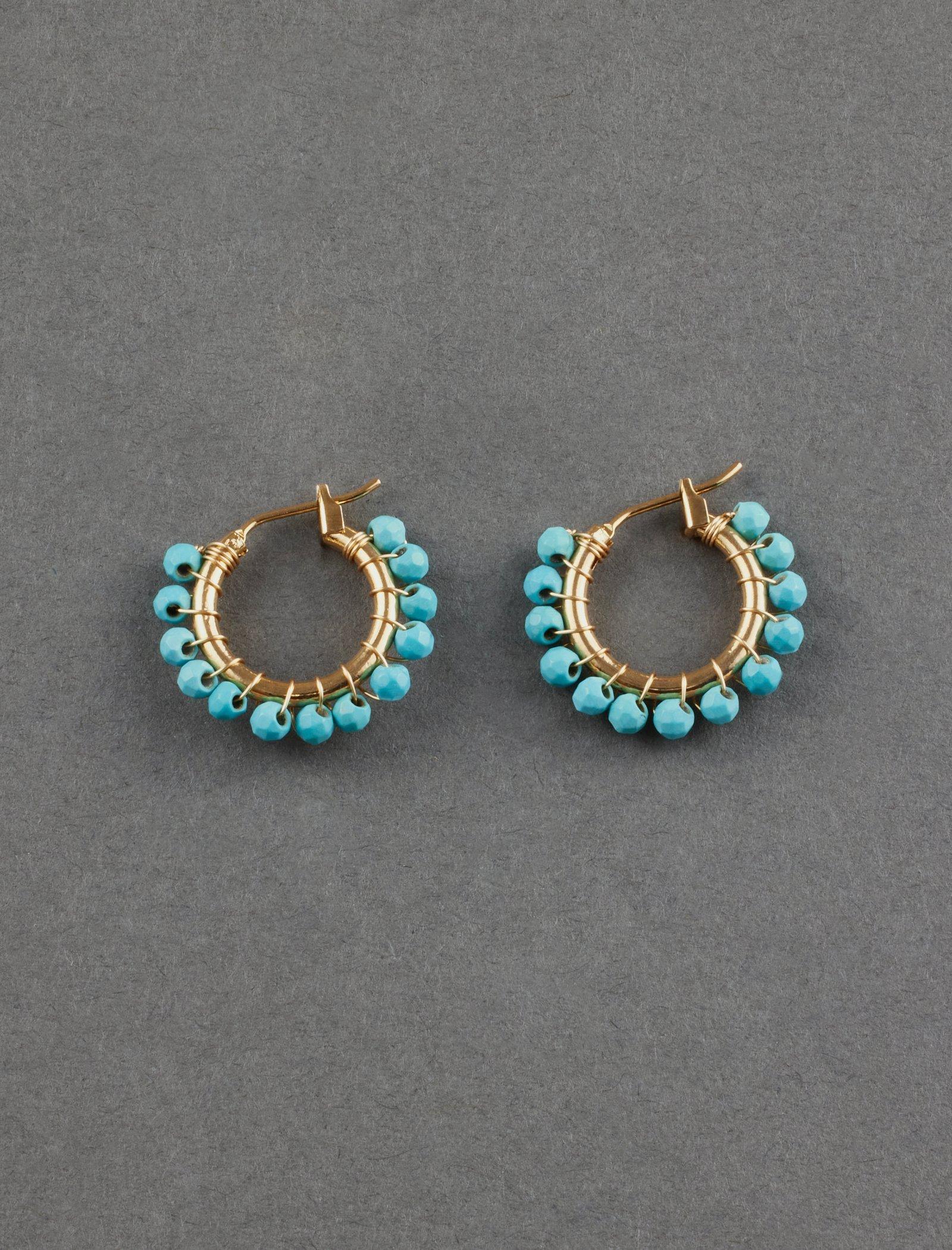 Lucky Brand Turquoise Beaded Hoop Earring Gold