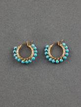 Lucky Brand Turquoise Beaded Hoop Earring Gold